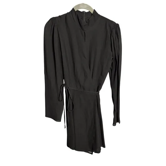 NEW Reformation Ottessa Mini Dress Size XS Black Wrap Long Sleeve