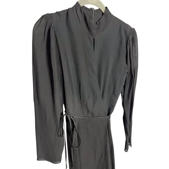 NEW Reformation Ottessa Mini Dress Size XS Black Wrap Long Sleeve