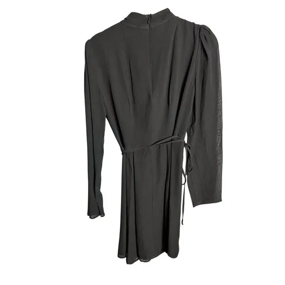 NEW Reformation Ottessa Mini Dress Size XS Black Wrap Long Sleeve