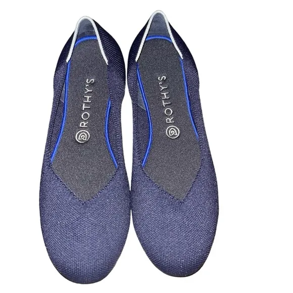 NEW Rothy's Navy Blue The Round Toe Retired White Halo Ballet Flats size 11