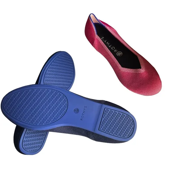 NEW Rothy's Navy Blue The Round Toe Retired White Halo Ballet Flats size 11