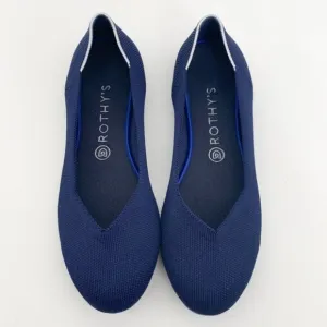 NEW Rothy's Navy Blue The Round Toe Retired White Halo Ballet Flats size 11
