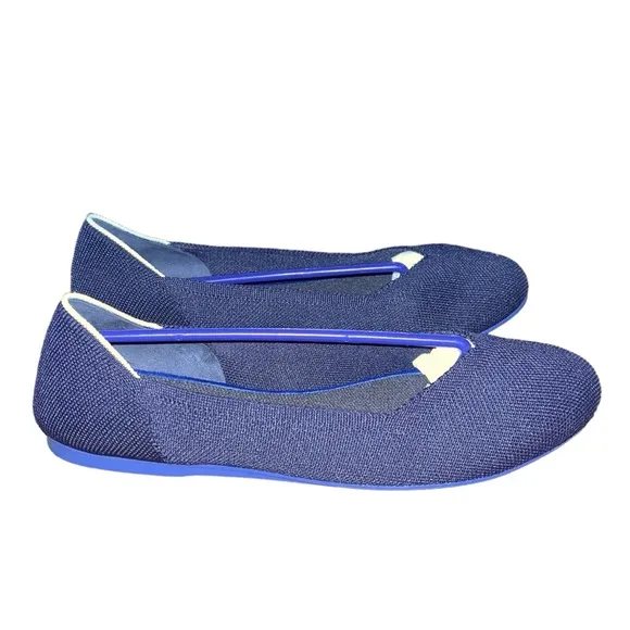 NEW Rothy's Navy Blue The Round Toe Retired White Halo Ballet Flats size 11