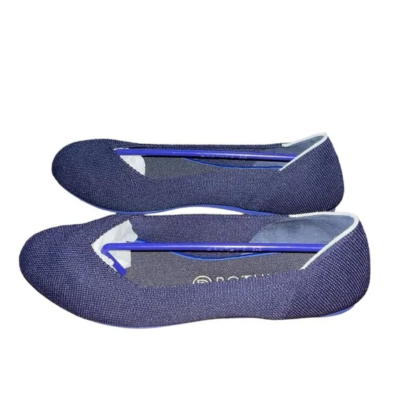 NEW Rothy's Navy Blue The Round Toe Retired White Halo Ballet Flats size 11