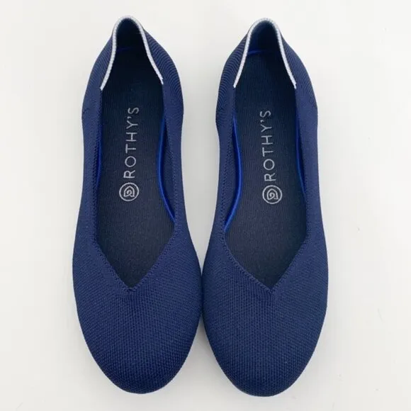 NEW Rothy's Navy Blue The Round Toe Retired White Halo Ballet Flats size 11