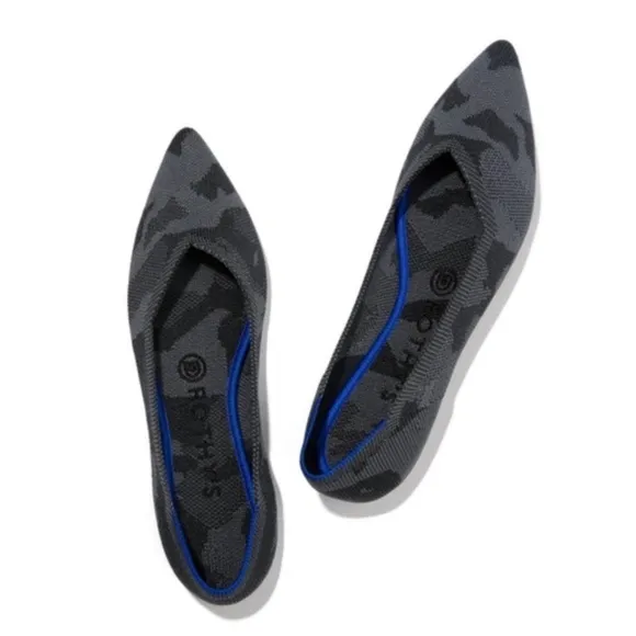 NEW Rothy's Retired Pointed Toe Gray Camo Flats