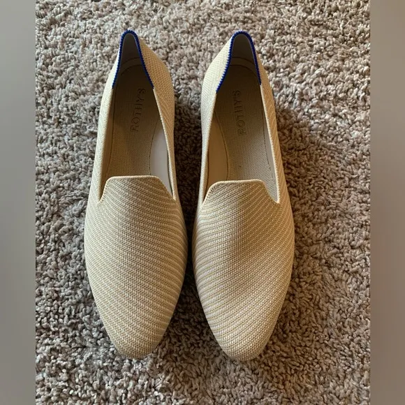 New Rothy’s The Almond Loafer in Chai Twill Cream Beige Casual Classic Size 11