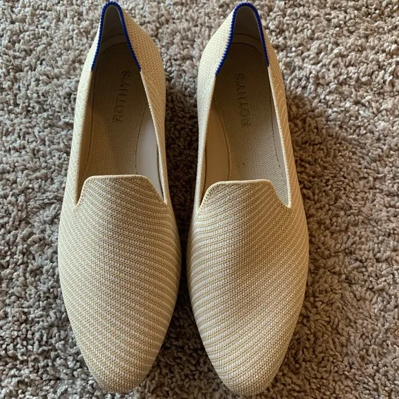 New Rothy’s The Almond Loafer in Chai Twill Cream Beige Casual Classic Size 11