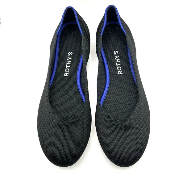 New Rothy’s The Flat Ballet Flats Round Toe Black Size 8