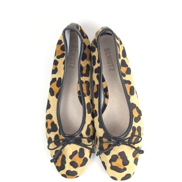NEW Schutz Arissa Leopard Print Pony Hair Ballet Flats Size 8