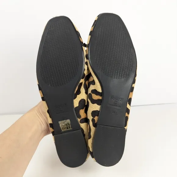 NEW Schutz Arissa Leopard Print Pony Hair Ballet Flats Size 8