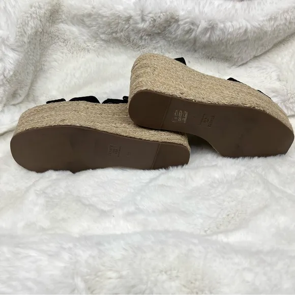 New Schutz Blisse Nubuck Sandal Espadrilles Platform Wedges Buckle Leather 9.5