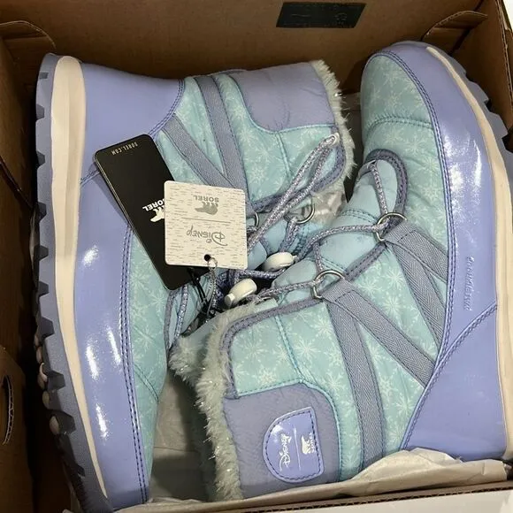 New Sorel boots Whitney youth 7 girls blue purple silver