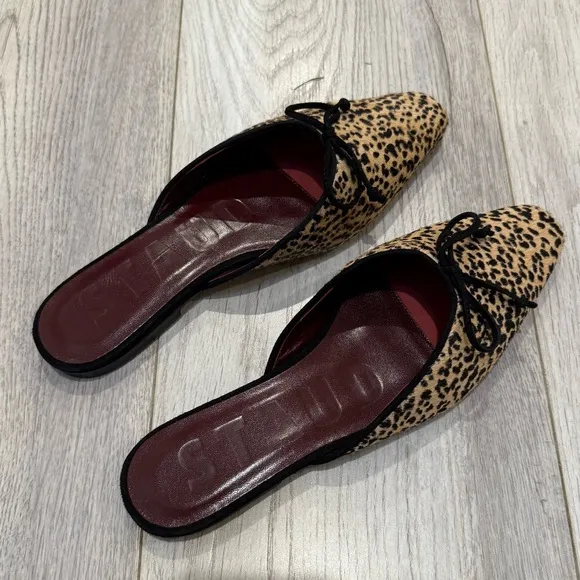 NEW STAUD Gina Cheetah Printed Mule Flats