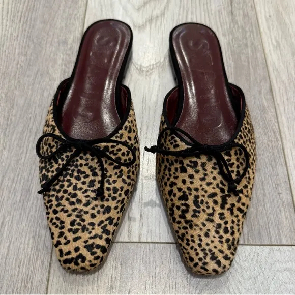 NEW STAUD Gina Cheetah Printed Mule Flats