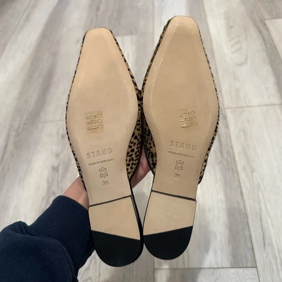 NEW STAUD Gina Cheetah Printed Mule Flats