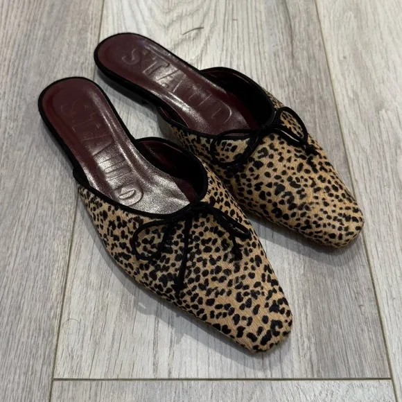NEW STAUD Gina Cheetah Printed Mule Flats