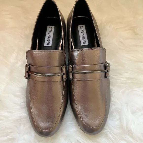 New! STEVE MADDEN Kerry Embellished Leather Loafers