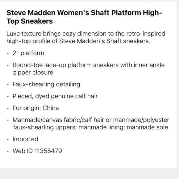 NEW Steve Madden Shearling Shaft Platform High Top Sneakers NIB
