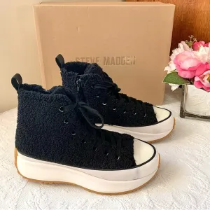NEW Steve Madden Shearling Shaft Platform High Top Sneakers NIB
