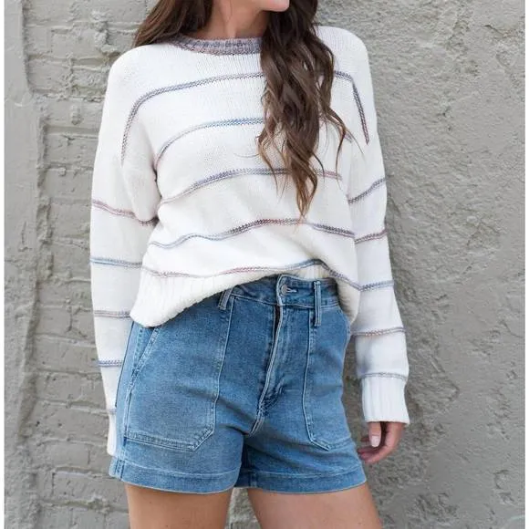 NEW STITCHES &amp; STRIPES shiloh pullover in white/ grey