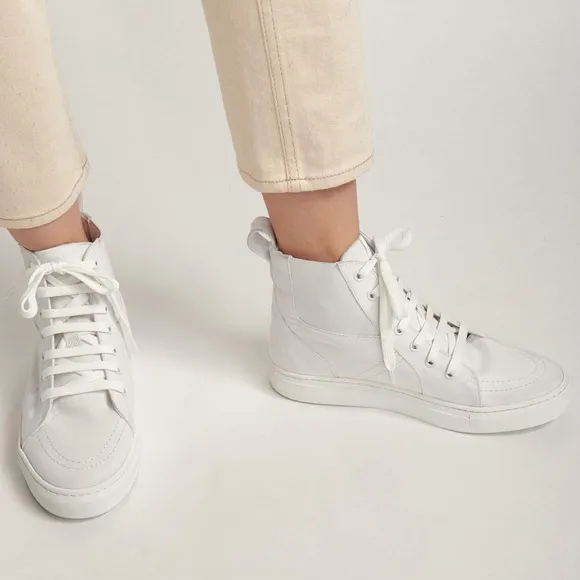 NEW! THAKOON 40/10 White Pull On High Top Designer Sneakers Athletic Casual Shoe