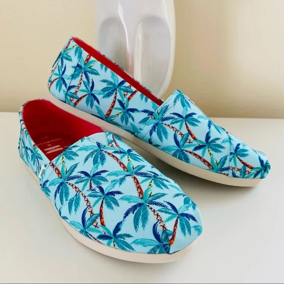 New TOMS x paper source Palm print Espadrilles flats