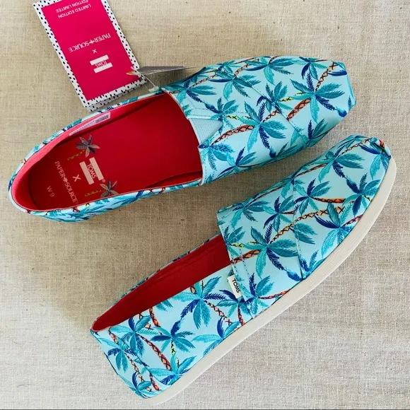 New TOMS x paper source Palm print Espadrilles flats