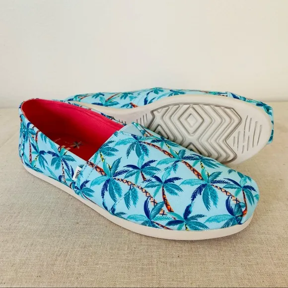 New TOMS x paper source Palm print Espadrilles flats