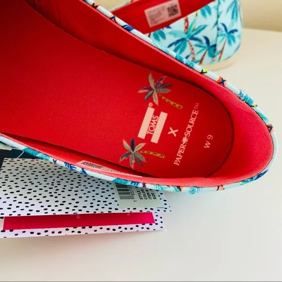 New TOMS x paper source Palm print Espadrilles flats