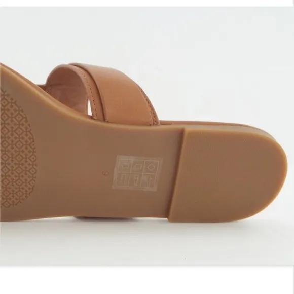 New TORY BURCH Logo Royal Tan Flat Thong Sandals 6