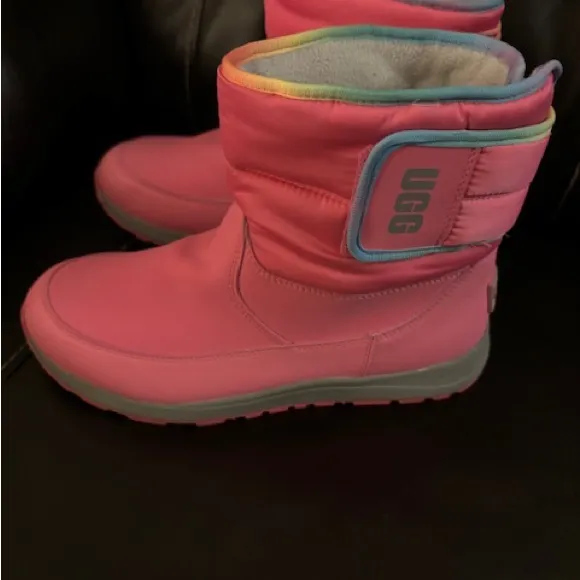 New Ugg Toty Weather Rainbow Boots Size Big kids 6 Pink Winter Waterproof