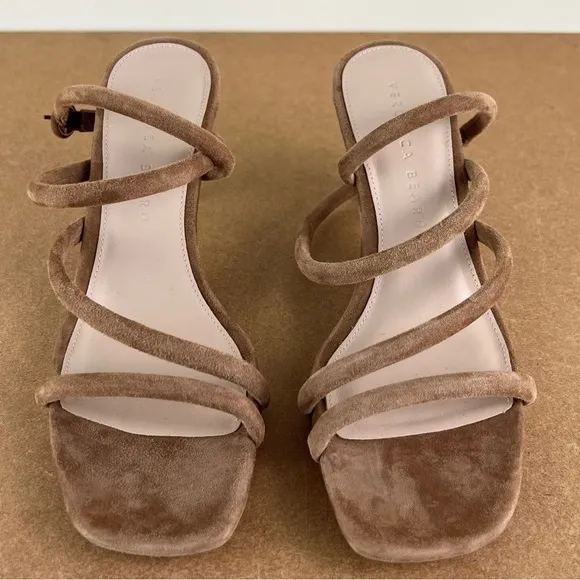 NEW VERONICA BEARD BROWN SUEDE STRAPPY SANDALS