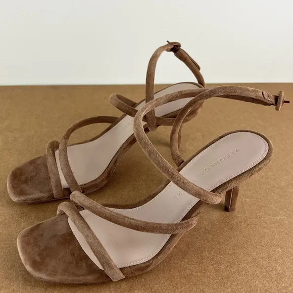 NEW VERONICA BEARD BROWN SUEDE STRAPPY SANDALS