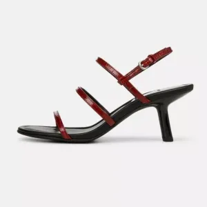 NEW VINCE Leather Josie Heeled Strappy  Sandals red 252