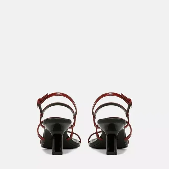 NEW VINCE Leather Josie Heeled Strappy  Sandals red 252