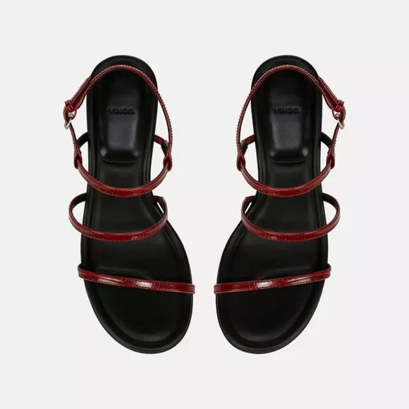 NEW VINCE Leather Josie Heeled Strappy  Sandals red 252