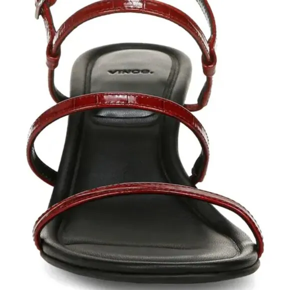NEW VINCE Leather Josie Heeled Strappy  Sandals red 252