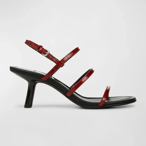 NEW VINCE Leather Josie Heeled Strappy  Sandals red 252