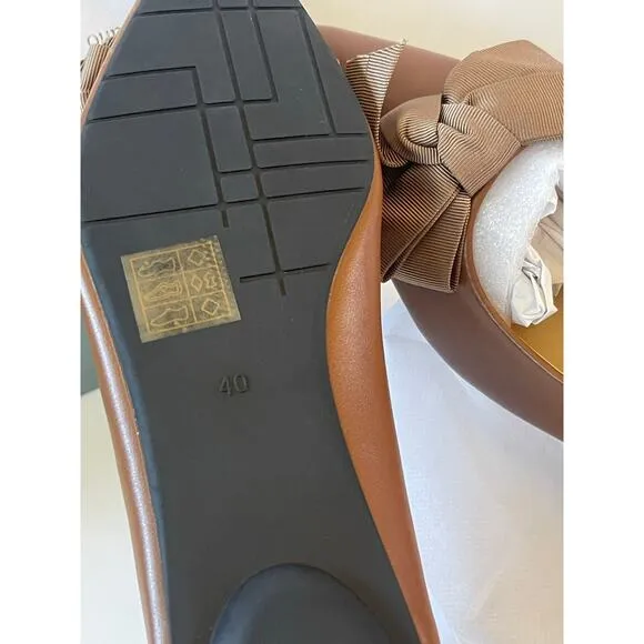 NIB C.Paravano Brown Pointy Bow Flats (Aida) Size 40 or 9.5 US