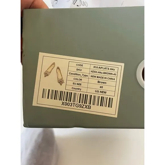NIB C.Paravano Brown Pointy Bow Flats (Aida) Size 40 or 9.5 US