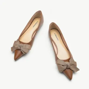 NIB C.Paravano Brown Pointy Bow Flats (Aida) Size 40 or 9.5 US