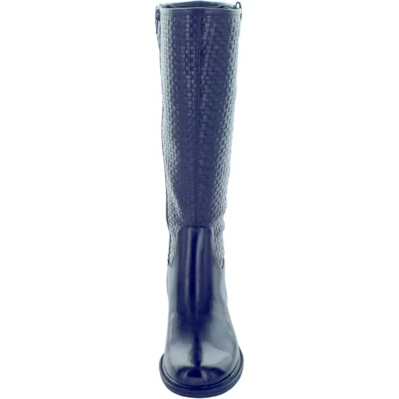 NIB [David Tate] Quest Woven Round Toe Knee-High Black Boots Womens Size 6.0