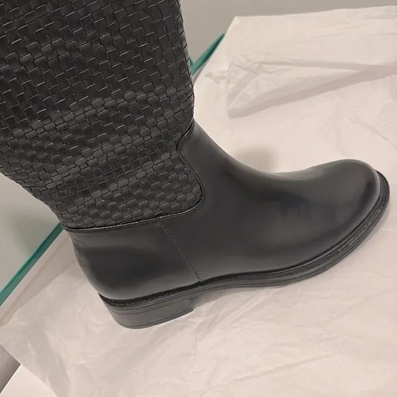 NIB [David Tate] Quest Woven Round Toe Knee-High Black Boots Womens Size 6.0