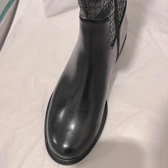 NIB [David Tate] Quest Woven Round Toe Knee-High Black Boots Womens Size 6.0