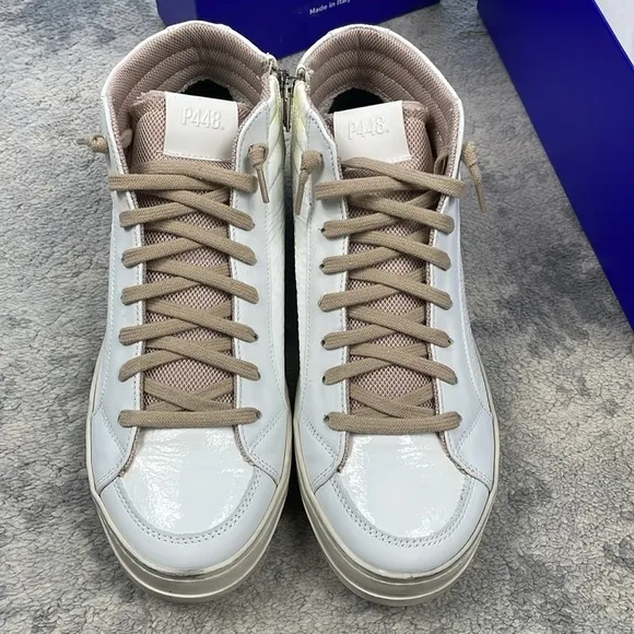 NIB P448 Kate Medusa Sneakers Patent White High Top Sz 40