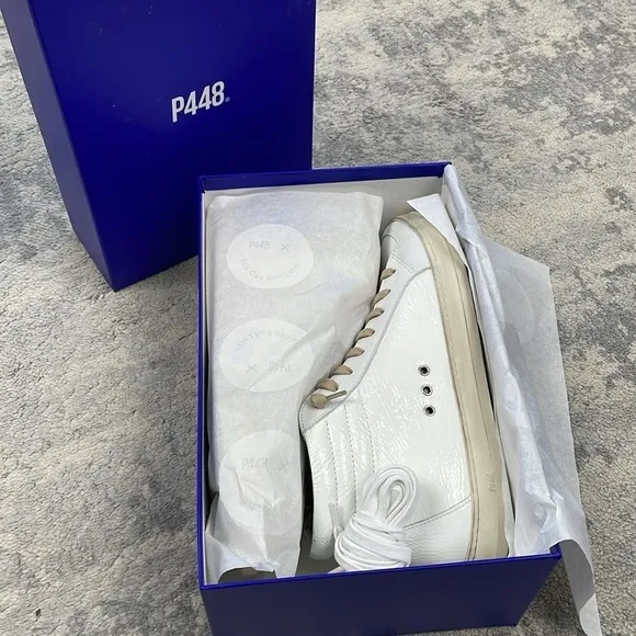 NIB P448 Kate Medusa Sneakers Patent White High Top Sz 40