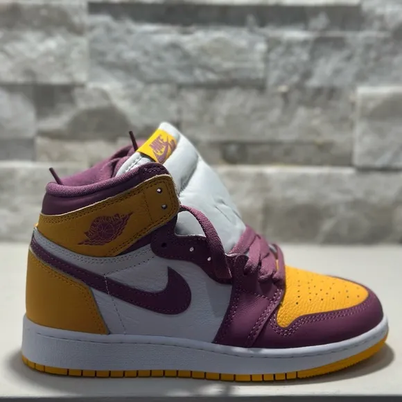 Nike Air Jordan 1 Mid Purple and Yellow Sneakers