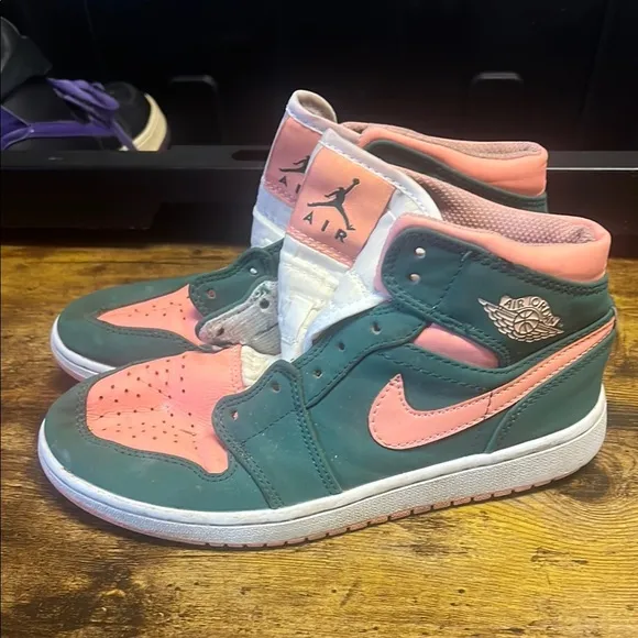 Nike Air Jordan High-Top Sneakers - Green and Pink