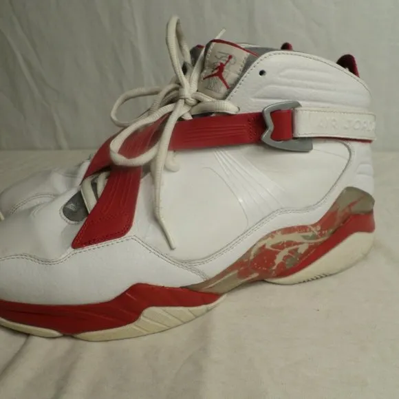 Nike Air Jordan Retro 8.0 High Top Red/White Lace/Strap Mens Sz 13 Sneakers